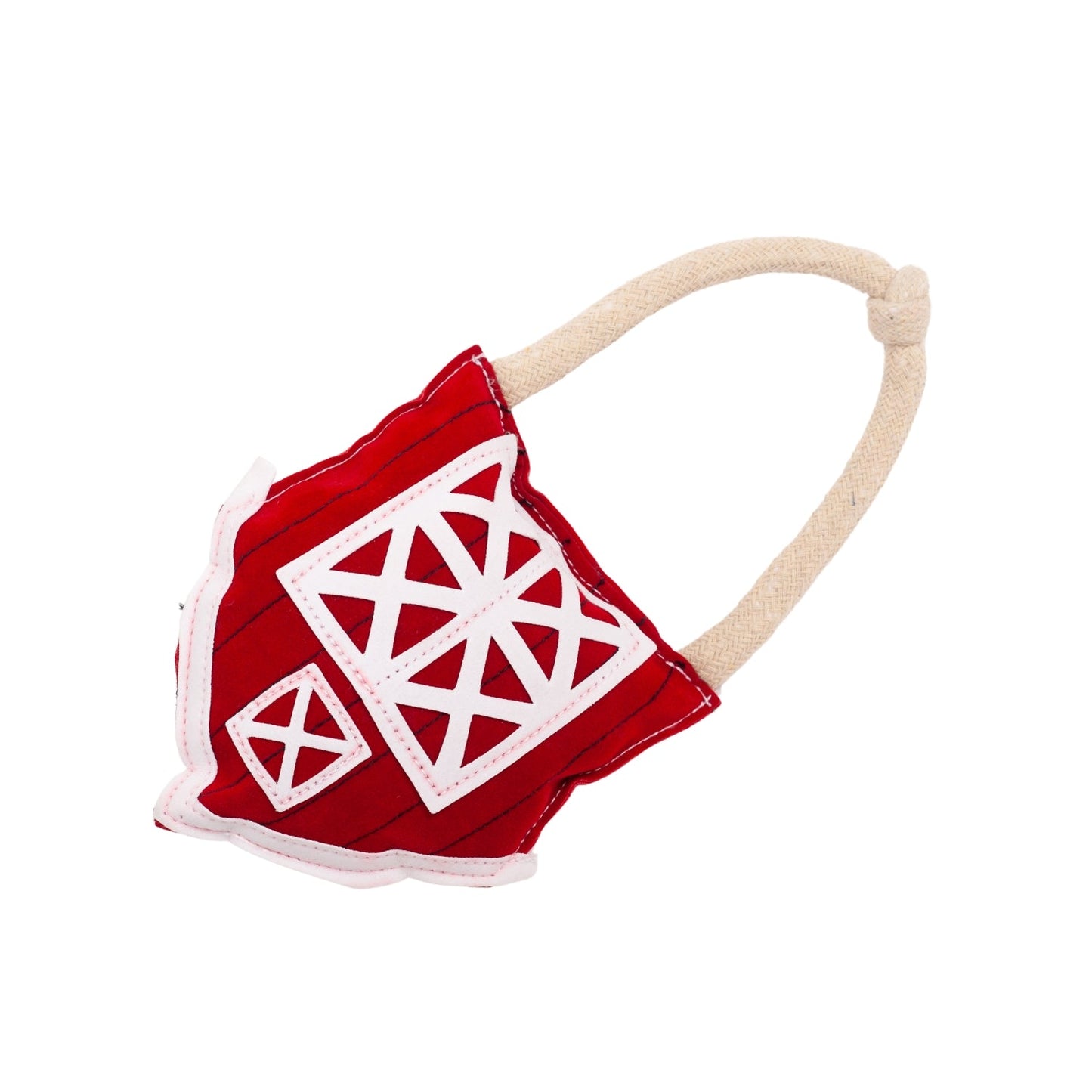 Juguete masticable para perros Country Living de piel sintética con diseño de granero rojo: seguro, duradero y no tóxico.
