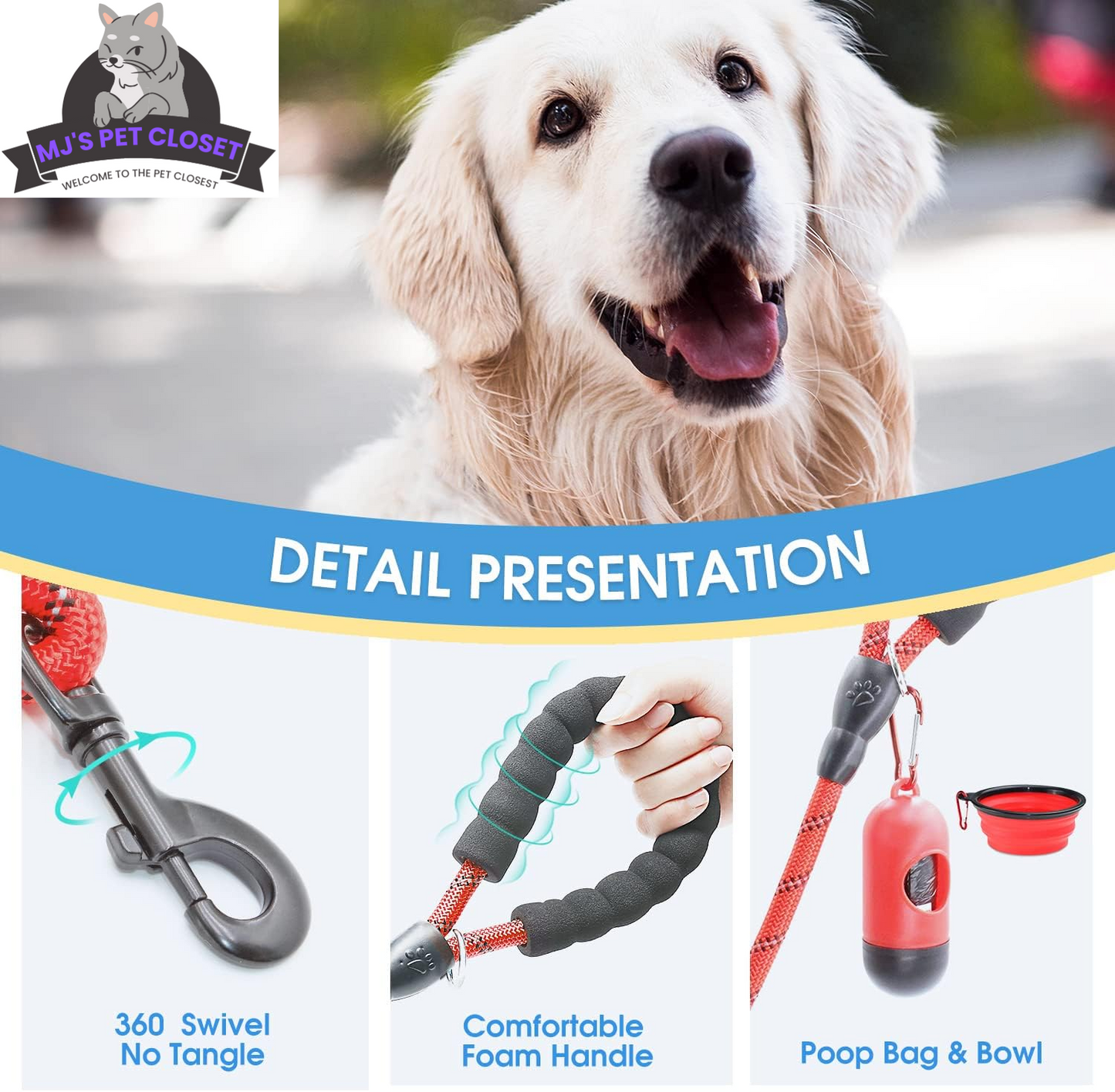 Mejora tus paseos con nuestro paquete de 2 correas para perros de 1,60 m y 1,80 m. 🐾✨ Con cómodas asas acolchadas e hilos reflectantes para mayor seguridad, ¡perfectas para perros de todos los tamaños! 🐶❤️