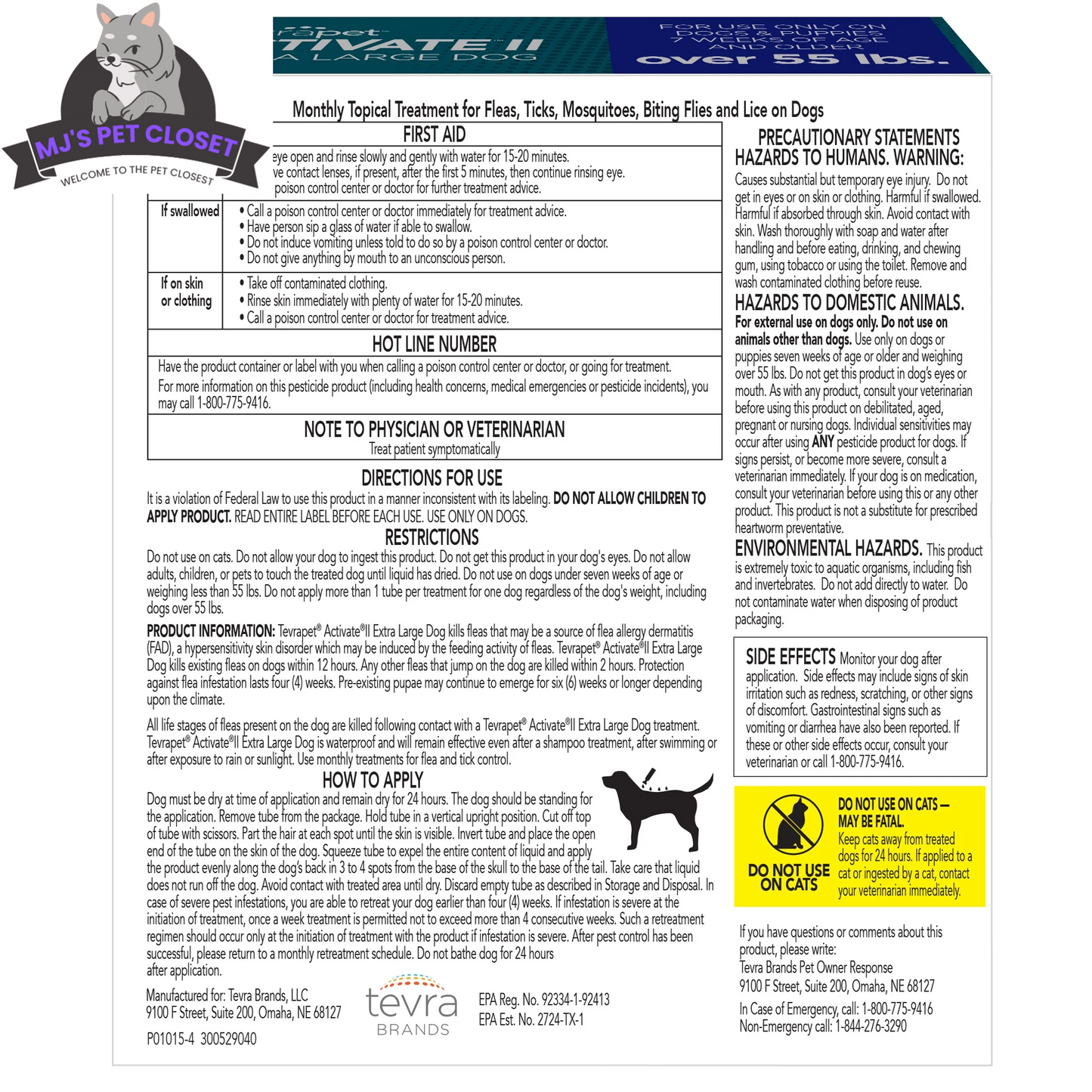 Protect Your Pup with Activate II Flea and Tick Prevention - Topical Drops for Extra Large Dogs (55+ lbs) - 4 Month Supply!