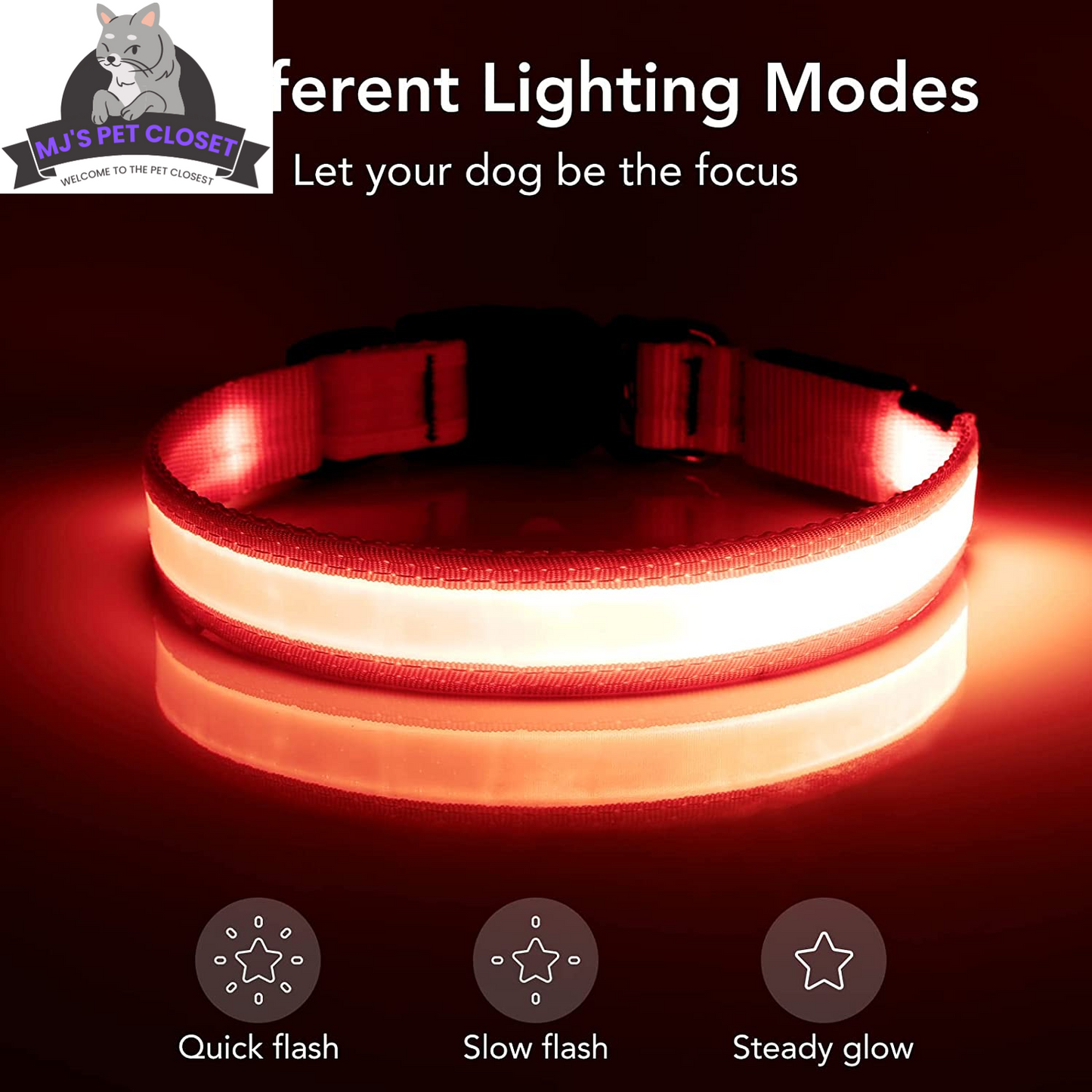 ¡Alegra los paseos nocturnos de tu cachorro con nuestro collar LED ajustable! 🌟 ¡Recargable por USB y súper seguro! 🐾❤️