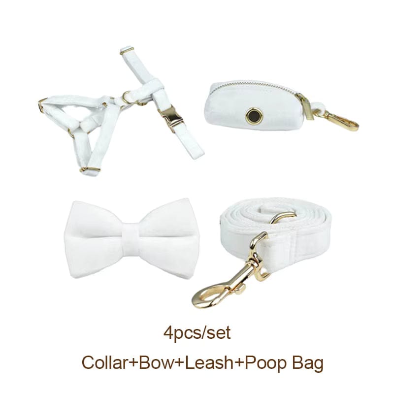 Conjunto clásico de terciopelo blanco personalizado para bodas