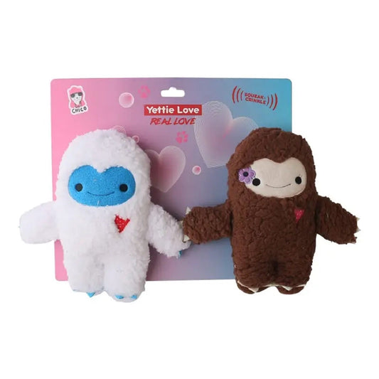 Coffret cadeau de peluches pour chien Yeti et Bonhomme de neige – avec couineur et papier froissé pour des heures de jeu amusantes